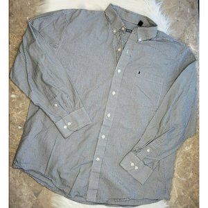 IZOD Shirt XL Dark Blue/Black Plaid Long Sleeve